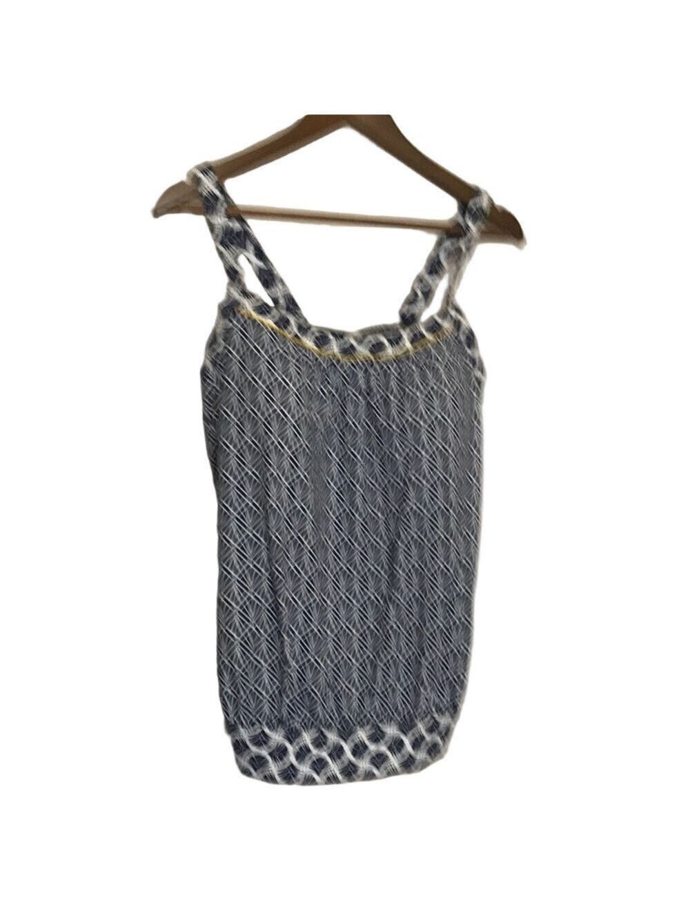 Lands' End Blue & White Patterned Tankini Swim Top Sz 8 (DD)Cup